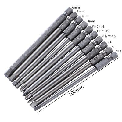 China 10PCS Slotted Phillips Hex Screwdriver Combination 100mm Screwdriver S2 Steel Material for sale