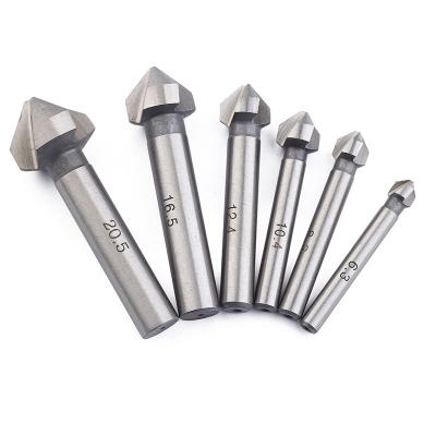 China Counterboring 6pcs 3 Flute and Chamfering 90 Degree HSS Chamfer Cutter End Mill Tool Countersink Drill Bit Set 6.3-20.5MM for sale