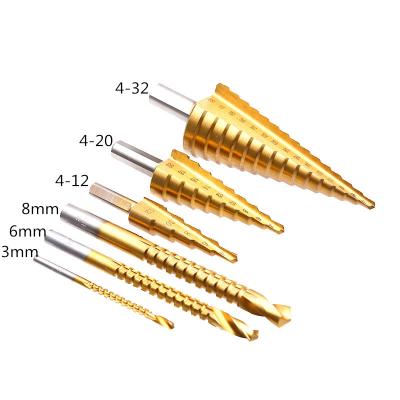 China Perfect Result 4-39mm Titanium Step Drill Bits HSS Wood Metal HSS Metal DIY Drilling Original Core Type for sale