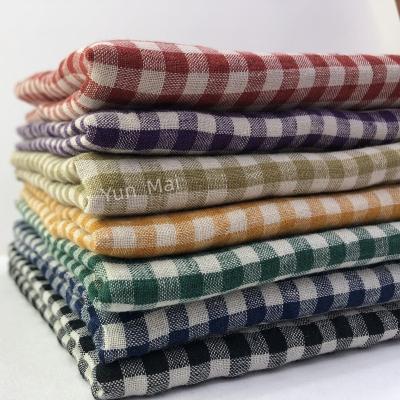 China Organic Enzymed Stone Washed French Yarn Dyed Gingham Check 100% Linen Fabric for sale