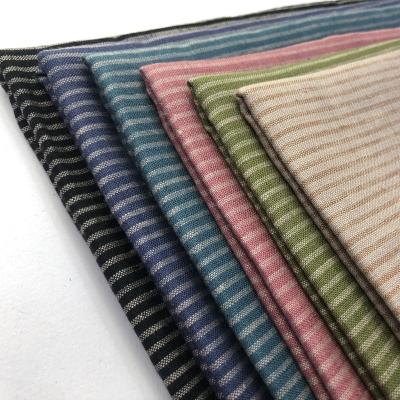 China Organic 2022 New Design China Supplier Linen Fabric With Small Stripe Design for sale