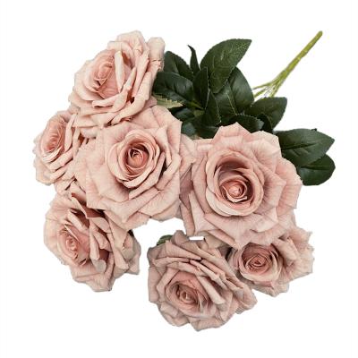 China China Manufacturer Bulk Bouquet Home Durable Decoration Flowers 7Pcs Artificial Roses for sale