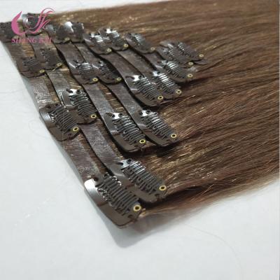 China Silky Straight Wave Clip In Hair Extension 100% Brazilian Virgin Remy Human Hair Seamless Hair Extension for sale