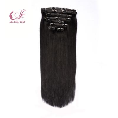 China Remy Virgin PU Seamless Pulled Silky Straight Double Wave Clip In Hair Extensions for sale