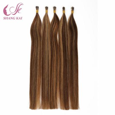 China Silky Straight Wave Cuticle Aligned Hair Virgin Hair Keratin Pre-bonded I Tip Hair Extension Mix4/27 for sale