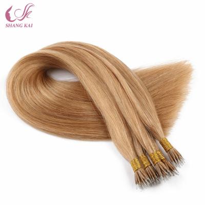 China Silky Straight Wave Ring Hair Extensions Brazilian Remy Blonde Nano Hair for sale