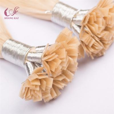 China Hot Selling Silky Straight Wave Color Tip Blonde Virgin Brazilian Human Hair Prebonded Flat Extensions for sale