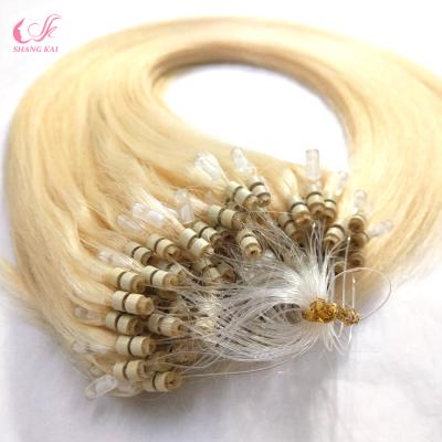 China Micro Loop Ring Hair Extensions Human Hair Ash Blonde Silky Straight Wave for sale