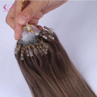 China Silky Straight Wave Tangle Free No Ring 100 Micro Ring Remy Micro Loop Human Hair Shedding Extension for sale