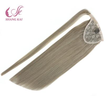 China 100% Real Silky Straight Brazilian Wave Lace Clip Ponytail Human Hair Extensions Brown for sale