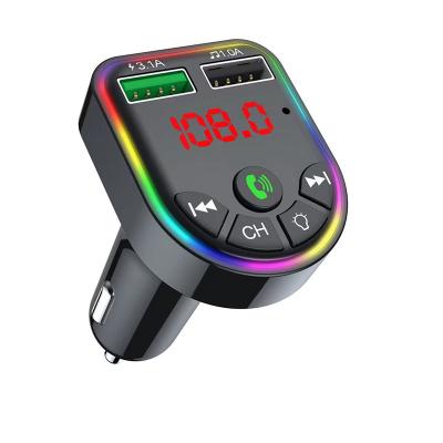 China Amazon Hot Selling F5 Car MP3 Lights F5 Car Multifunction Car MP3 Player Colorful USB Wireless Charger FM Transmitter 3.1A with usb F5 for sale