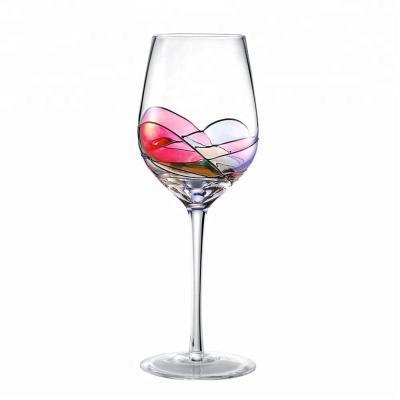 China Viable Handcrafted 15 Ounce Set of Hand Painted Wine Glasses Unique Wine Glass Gifts of 1 White or Red Wine for sale