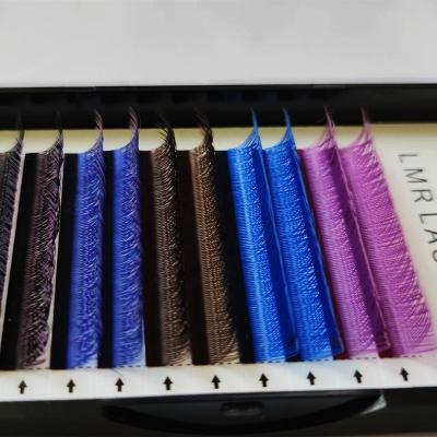 China YY High Quality Natural Soft Lash Shape Natural Soft Dark Brown Blue Lahses Wholesale Two Tip Lashes yy yy for sale