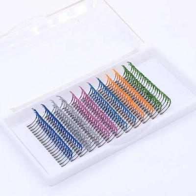 China Luxury Private Label Custom Logo Glitter Lashes Eyelash Extension Synthetic Glow Flare Mixed Colored Trays for sale