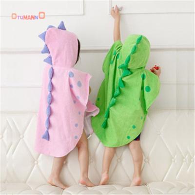 China Cheap QUICK DRY dinosaur wholesale kids baby 100% cotton hooded beach towel for sale