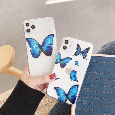 China Cute keepsake blue butterfly transparent phone case for iphone for sale