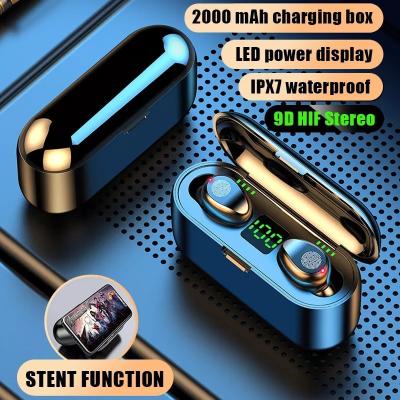 China Genuine Earbuds Waterproof Led Display TWS F9 Wireless Earphone BT 5.1 In-Ear 9D Earphone High Fidelity Free Stereo 2022 For Mobile Phones for sale