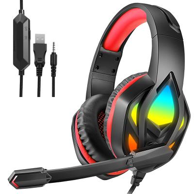 China RGB Change Color Gaming Headset Wired Headset Controller Laptop Stereo PC Gaming Headset Earphone with MIC LED Light for sale