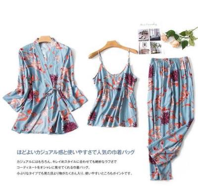 China New Arrival OEM Women's 3pcs Floral Print Long Robe Loungewear QUICK DRY Loungewear for sale