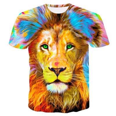 China Wholesale Sublimation Lion T-shirt Anti-wrinkle Shirt Printing On Demand 3d Printing T-shirt for sale