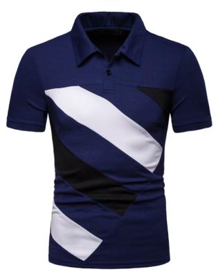 China Anti-Wrinkle Wholesale Mens Fashion Oblique Stripes Polo Shirts Custom Logo Printing Polo Shirts for sale