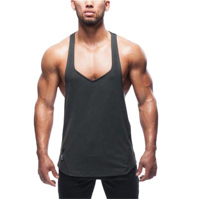 China Factory direct sale solid color low collar men's anti-pilling tank top with custom for sale