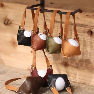 China Portable Mini Golf Ball Pouch Golf Ball Pouch Golf Organization Ball Holder Leather Cover for sale