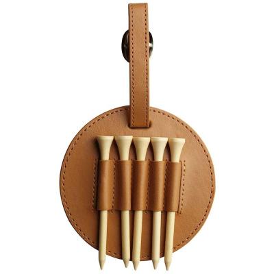 China Golf Tee Holder Acessories Golf Tee Holder With Wooden Golf Tees Golf Tee Holder For Bag Belt Leather Gift For Golfer for sale