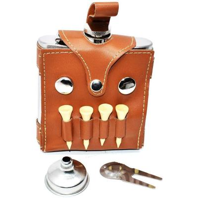 China Golf Tee Hip Flask Holder Stainless Steel 8 Ounce Golf Flask Hipflask Pouch Include Golfer Tees Digging Tool for sale