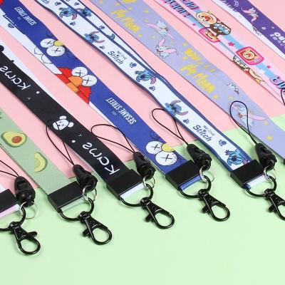 China Promotional cheap custom printed polyester phone lanyard with double logo 53*2cm sublimation printer for sale