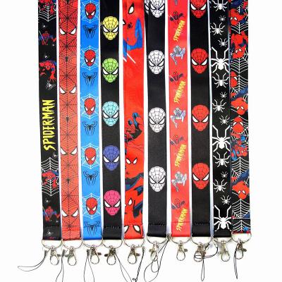 China Factory sale hot cheap custom hot cheap lanyard nylon full color spider lanyard cartoon anime logo polyester lanyard polyester main chain for sale