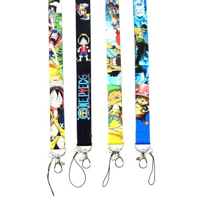 China Cheap Polyester 45x2cm 3D Printing Popular Polyester Fabric Neck Strap Lanyard Anime One Piece For Mobile Phone And ID Card Holder for sale