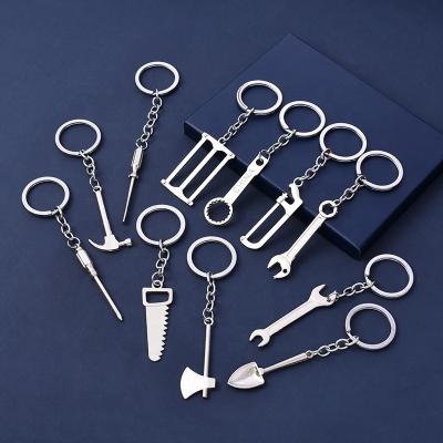 China High Quality Fashion Metal Craft Tools Key Chain Adjustable Wrench Shovel Hammer Ax Saw Screwdriver Vernier Gauge llaveros for sale