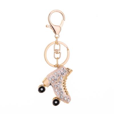 China Handmade Luxury Metal Fashion Rhinestone Skate Shoes Llaveros Jewelry Metal Key Chains for sale