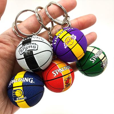 China Creative Fan Sports Fan Key Chain NBA Basketball PU PVC Lalleros Gift Warrior Pendant High Quality Immediately Available Supplies for sale