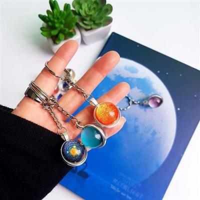 China llaveros Crystal Nebula Mars Saturn Earth Moon Solar System Marbles Keychains Glass Metal Opens Other Key Chains for sale