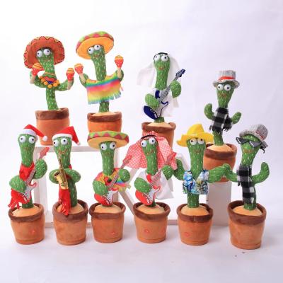 China Hot Sale Eco-friendly Cute Stuffed Flowerpot Twisting Dancing Cactus Doll Singing Music Dancing Cactus Plush Toy Talking Toy for sale