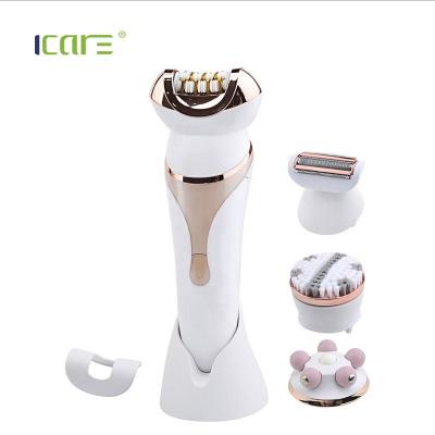 China Household Good Quality Rechargeable 4 in 1 Lady Shaver, Rolling Massager, Washable Rechargeable Epilator and Face Brush for sale