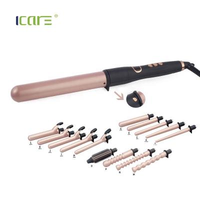 China Newest Arrival LED Temperature Display Good Quality Professional Hair Curling Iron with 9 Interchangeable Heads for sale