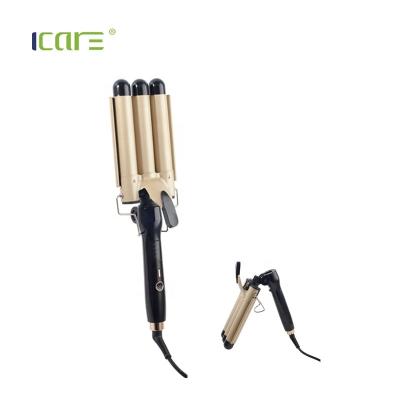 China New Hot Selling Foldable Handle Wave Hair Curler Foldable 3 Barrel Wave Triple Curling Iron Styling Tools for sale