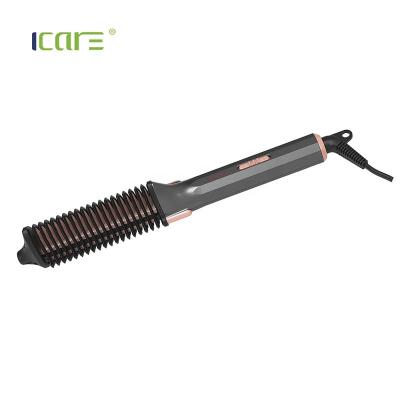 China Hot Sale Household Iron Hair Straightener Ceramic Coated Brush Dish Flat Hair Straightener Brush for sale