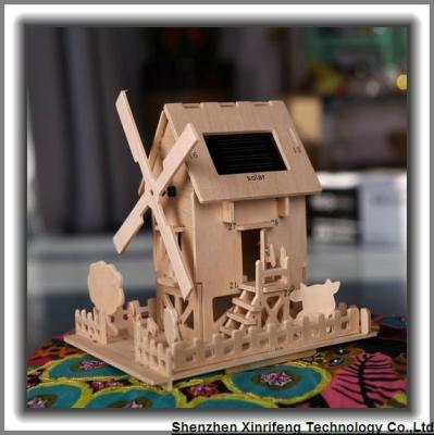 China solar windmill house diy model for kids 18*15*19cm for sale