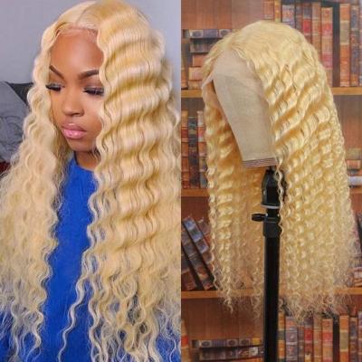 China Body Wave 613 Closure 40 Inch Transparent Peruvian Blonde Body Wave 4x4 Lace Frontal Hair Wig Lece Wig for sale