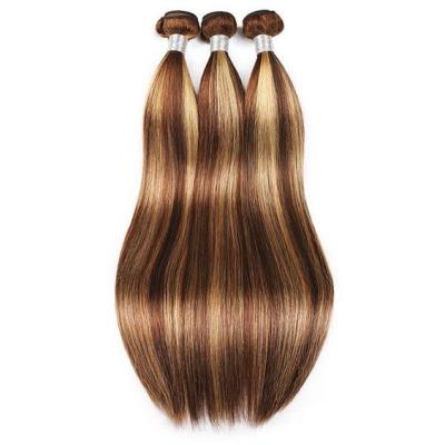 China Bling Hair 10A Straight Hair Bundles Extension 4/27 Virgin Hair Weave Highlight Virgin Blonde Highlight Brown Blonde for sale