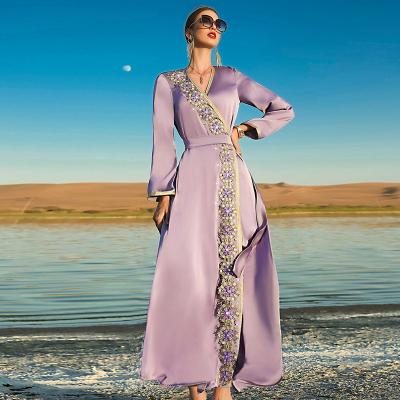 China Maxi Dress Handmade Luxurious Rhinestone Dubai Abaya Breathable Women's Long Sleeve Elegant Style Dresses for sale