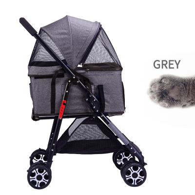 China Portable Deluxe Cat Carrier Lightweight Head Folding Pet Carts For Dogs And Cats Can Be Easily To Carry Pet Strollers for sale