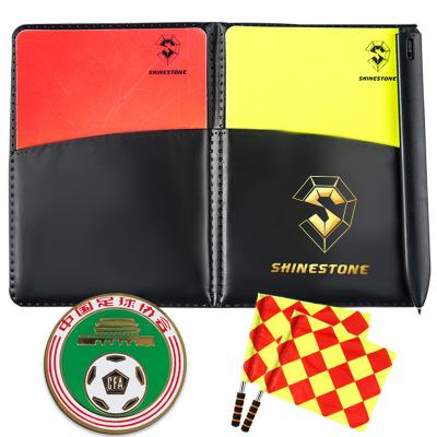 China New Durable Sports Soccer Referee Wallet Notebook PU Red Yellow Cards Toss Coin Football Training Referee Flag for sale