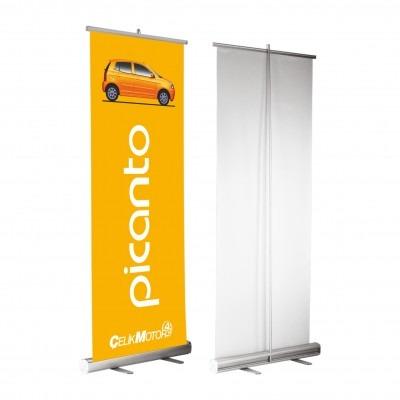 China Advertising 85*200cm Custom Design Aluminum Portable Roll Banner Stand Advertising Pull Up Backdrop Retractable Fair Display for sale