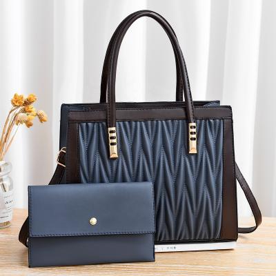 China Fashion quality smooth handbags with match purse set for women fashion elegant handbags for women luxury set for sale