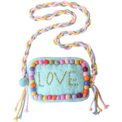 China NATIONAL Handmade Wool Felt Colorful Beading Women Purses and Handbags Beautiful Ladies Small Phone Bags for sale